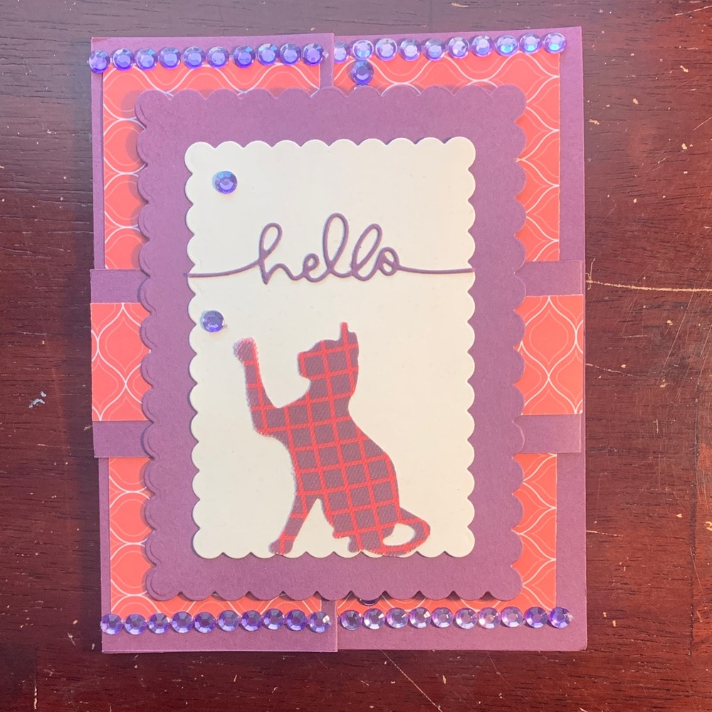 Purple and Orange Cat Greeting Card